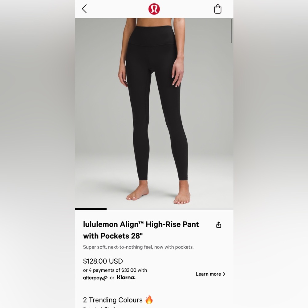 Lululemon Align pocket leggings 28”